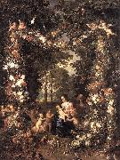 Jan Brueghel, Heilige Familie in einem Blumen